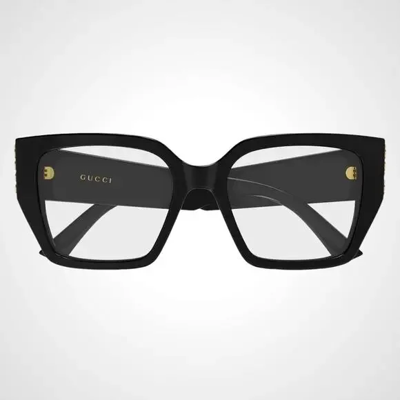 New GUCCI Eyeglasses 53-18-140 Black Square Full Rim Metal Logo Womens Rx-able - Picture 2 of 4